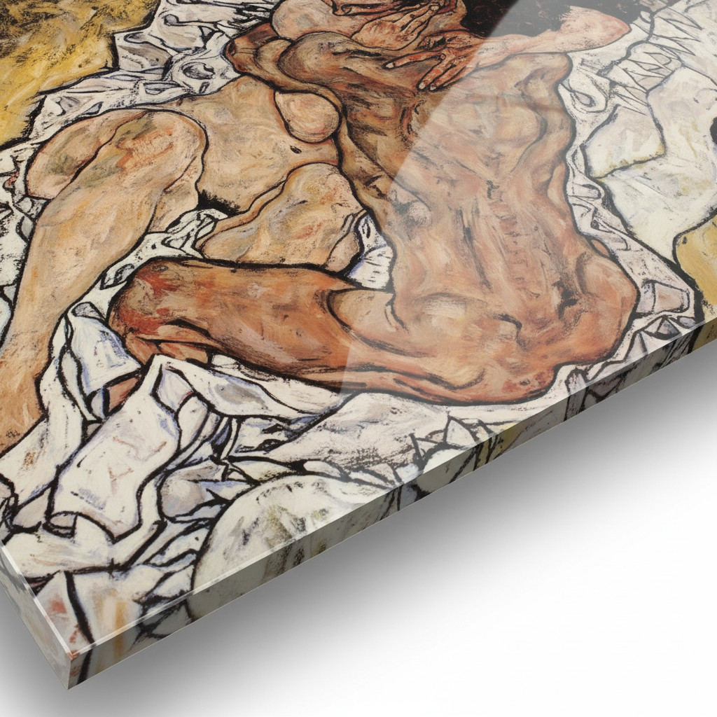Homage to Schiele - The Embrace - cm 70x50 - Pannello Acrilico