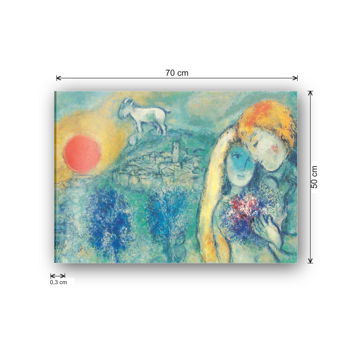 Homage to Chagall - The lovers ofi Vence, 1957 cm 70x50 - misure