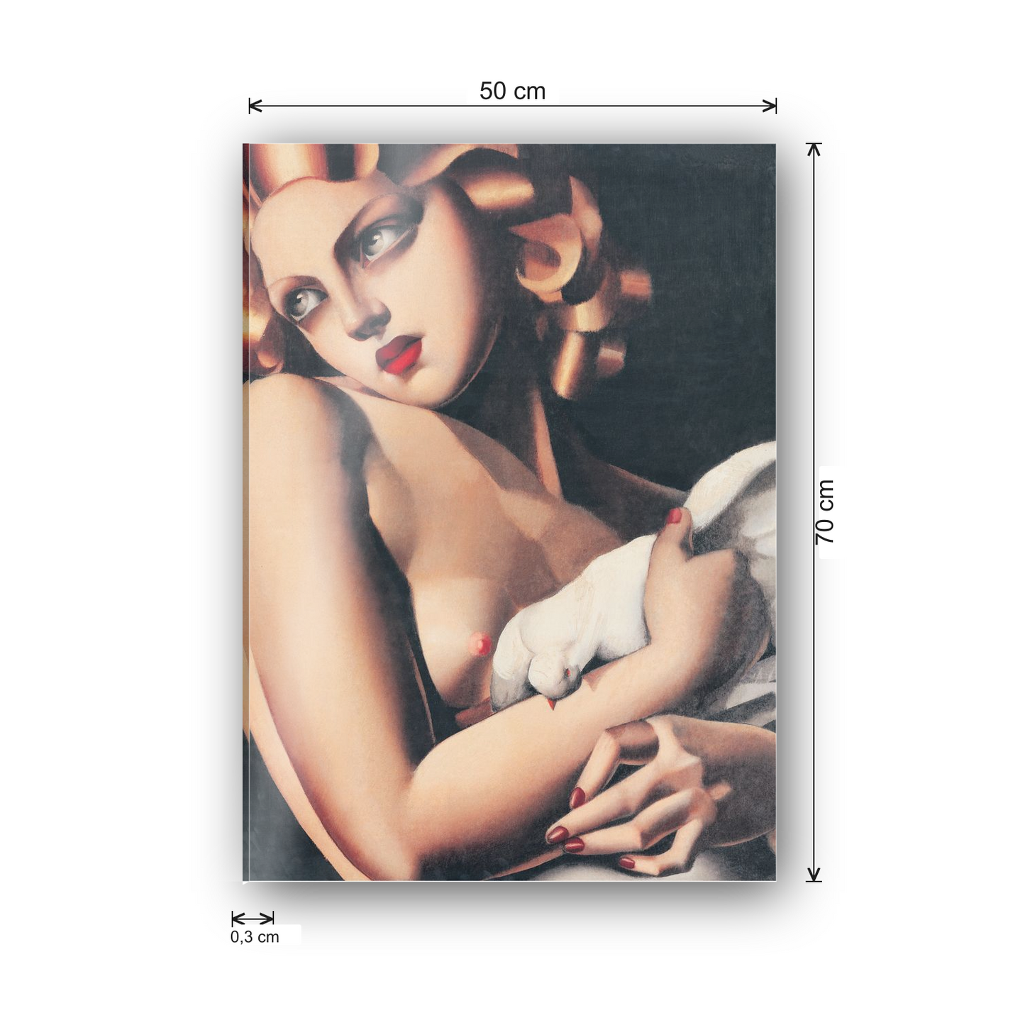 Homage to De Lempicka - Woman with Dove cm 50x70 - misure