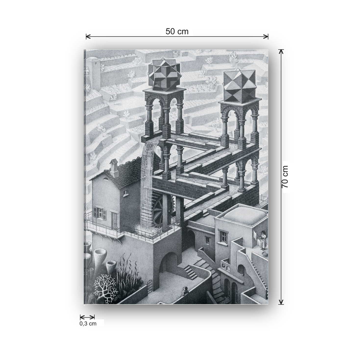 Homage to Escher - Waterfall,1961 cm 50x70 - misure