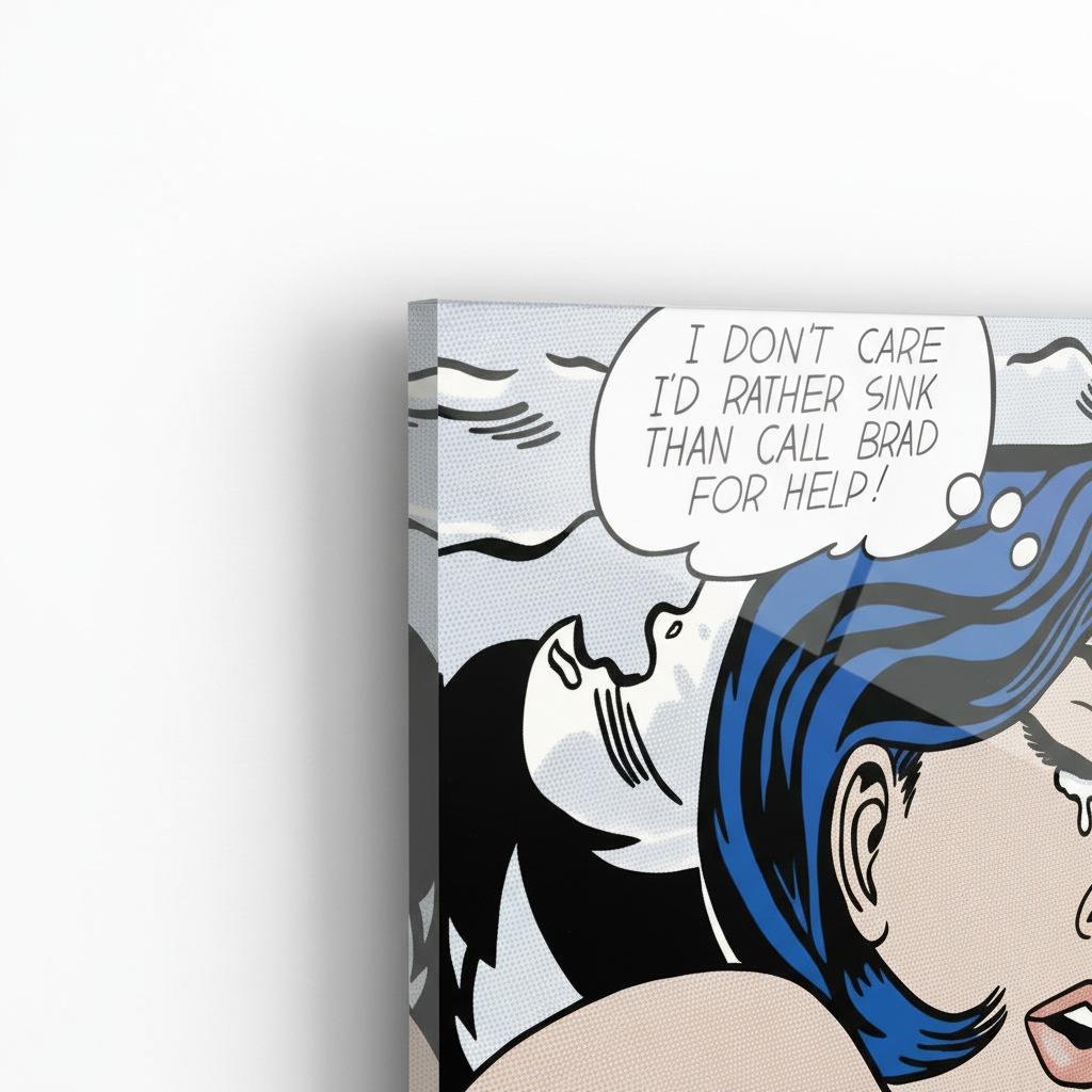 Homage to Lichtenstein - Drowning Girl - cm 50x50 - Pannello Acrilico