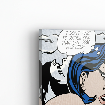 Homage to Lichtenstein - Drowning Girl - cm 50x50 - Pannello Acrilico