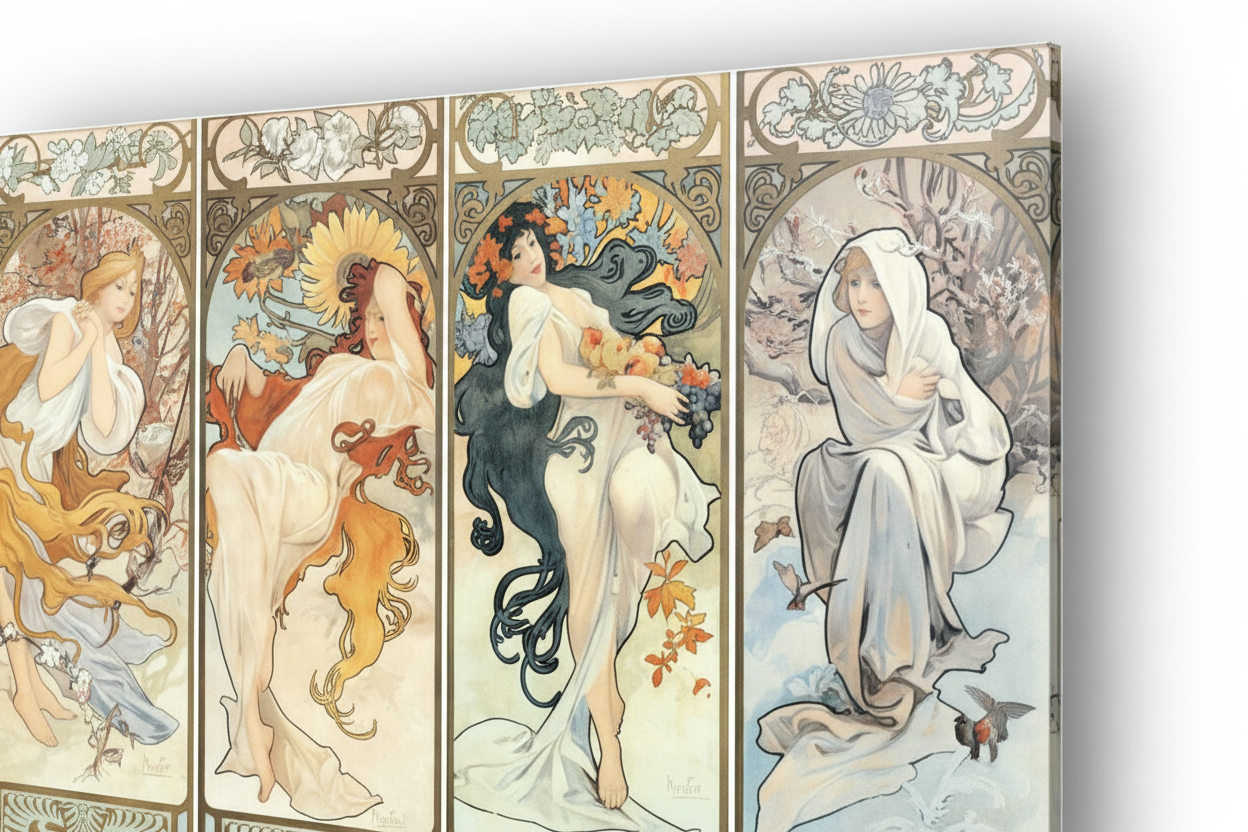 Homage to Mucha - Les Saisons, 1897 - cm 70x50 - Pannello Acrilico