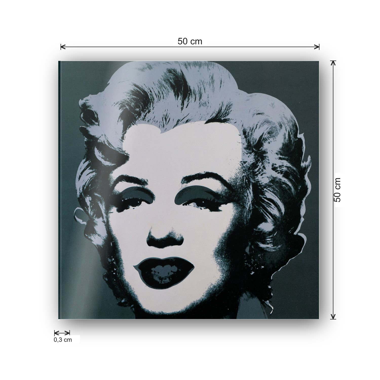 Homage to Warhol - Marilyn Monroe cm 50x50 - misure