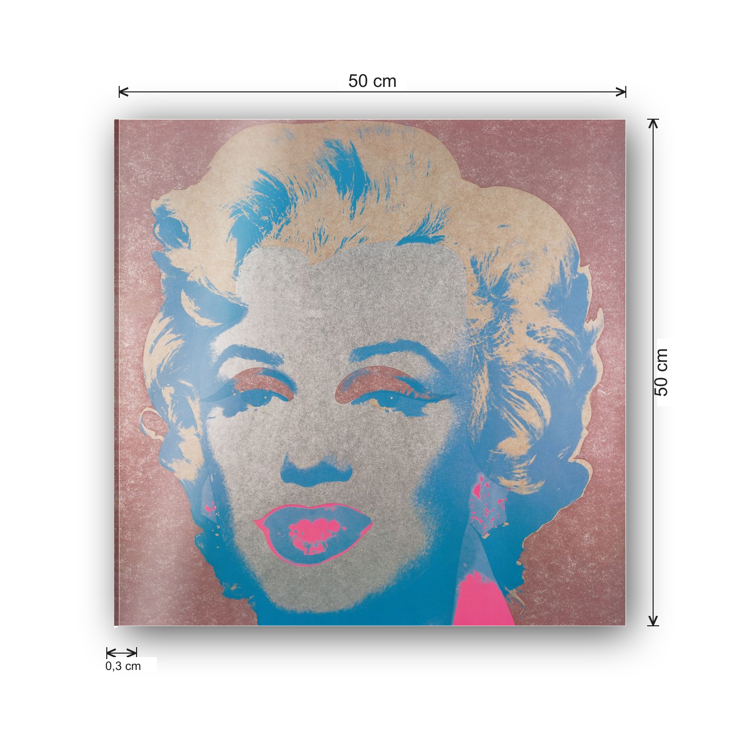 Homage to Warhol - Marilyn Monroe cm 50x50 - misure