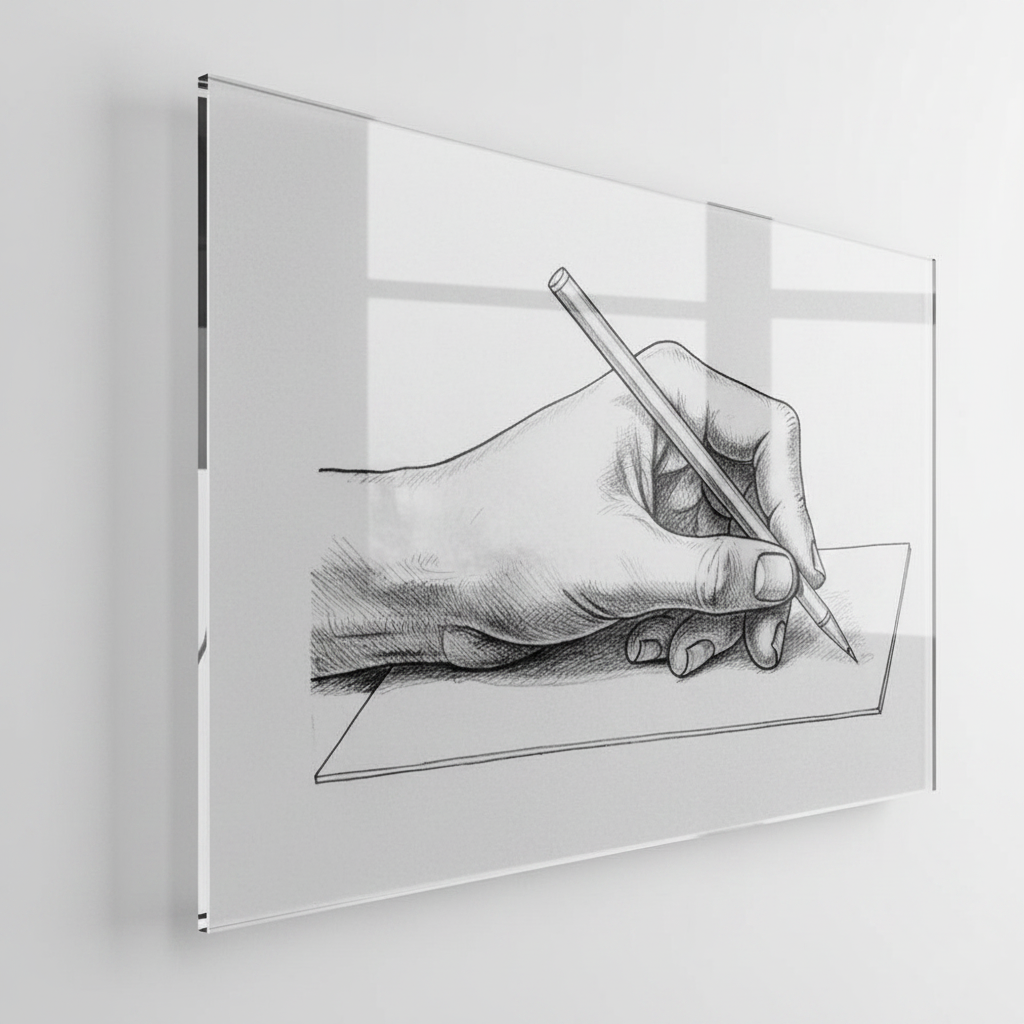 Homage to Escher - Drawing Hands, 1948 - cm 50x50 - Pannello Acrilico