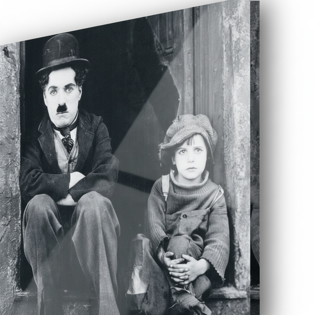 Charlie Chaplin, Modern Times - cm 50x50 - Pannello Acrilico