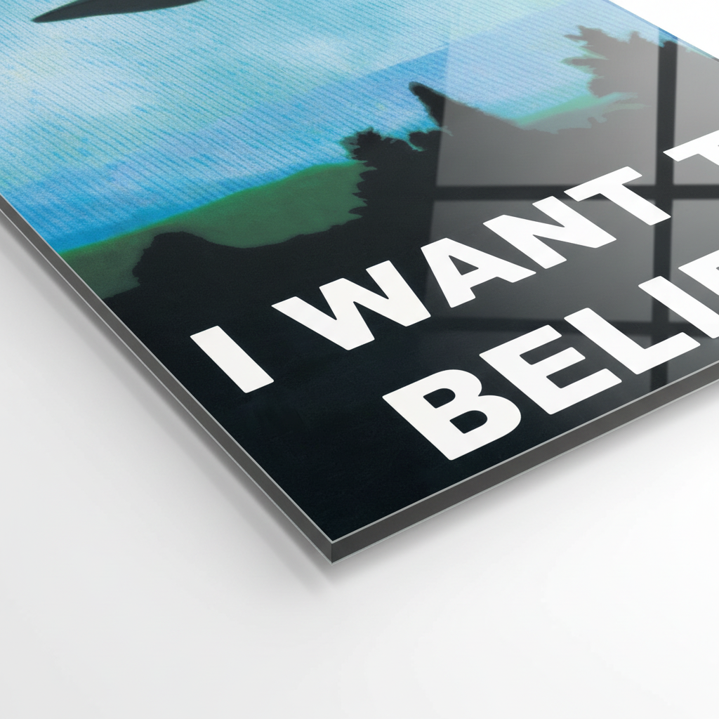 UFO, I Want to Believe - cm 50x70 - Pannello Acrilico