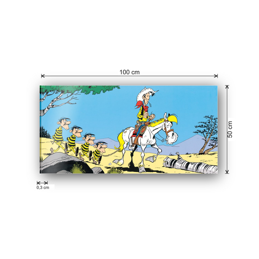 Homage to Lucky Luke e Les Daltons cm 100x50 - misure