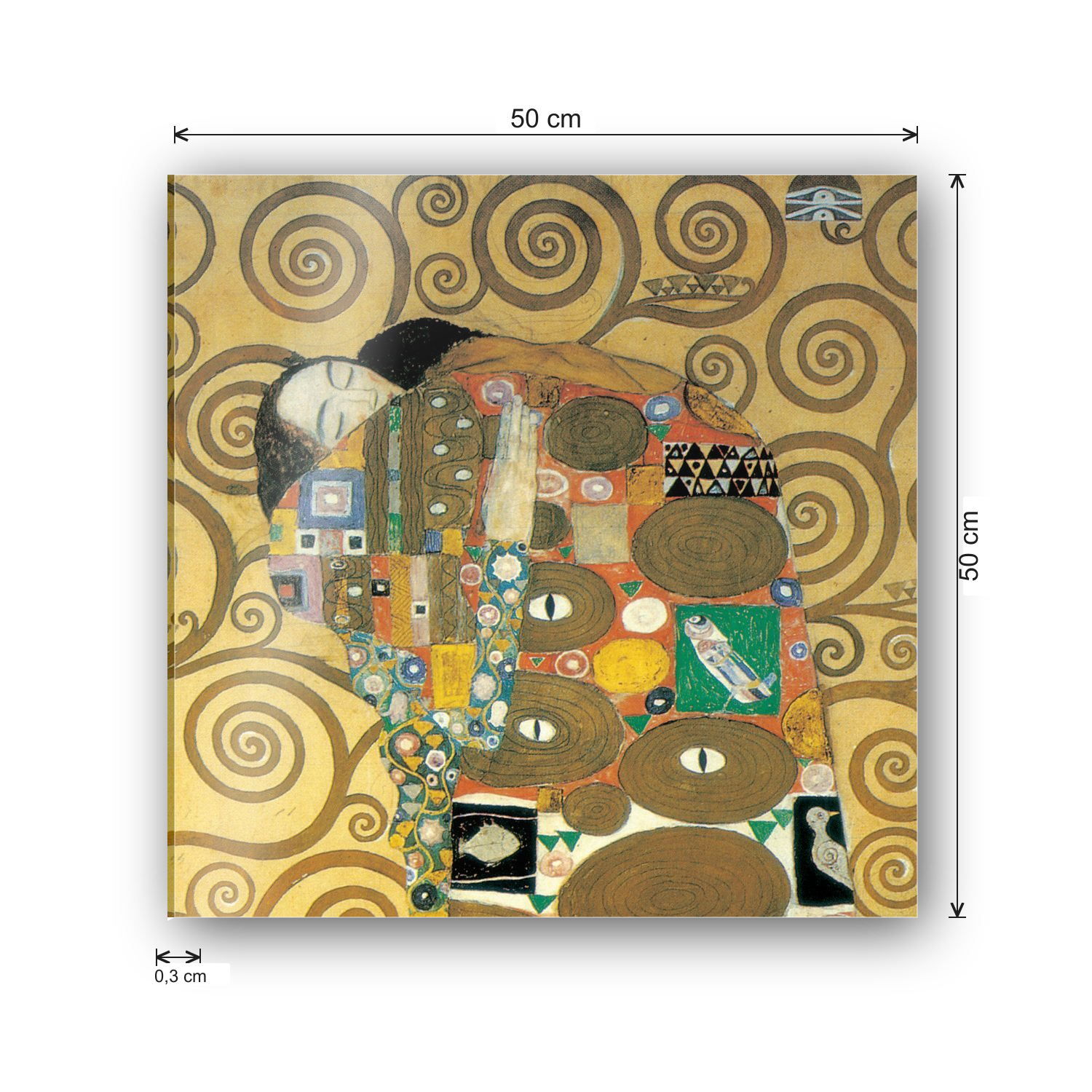 Homage to Klimt - Embrace cm 50x50 - misure
