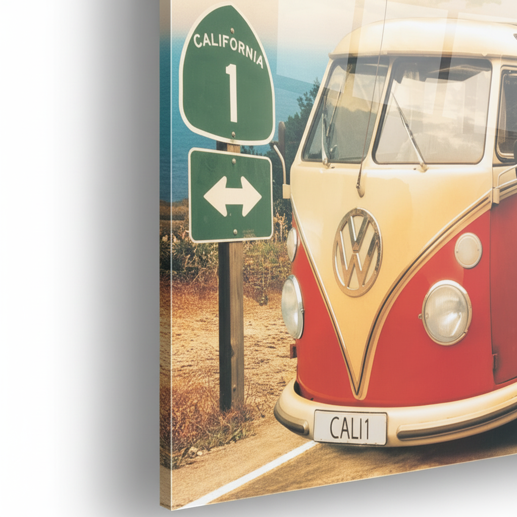 Californian Camper, Route One - cm 70x50 - Pannello Acrilico