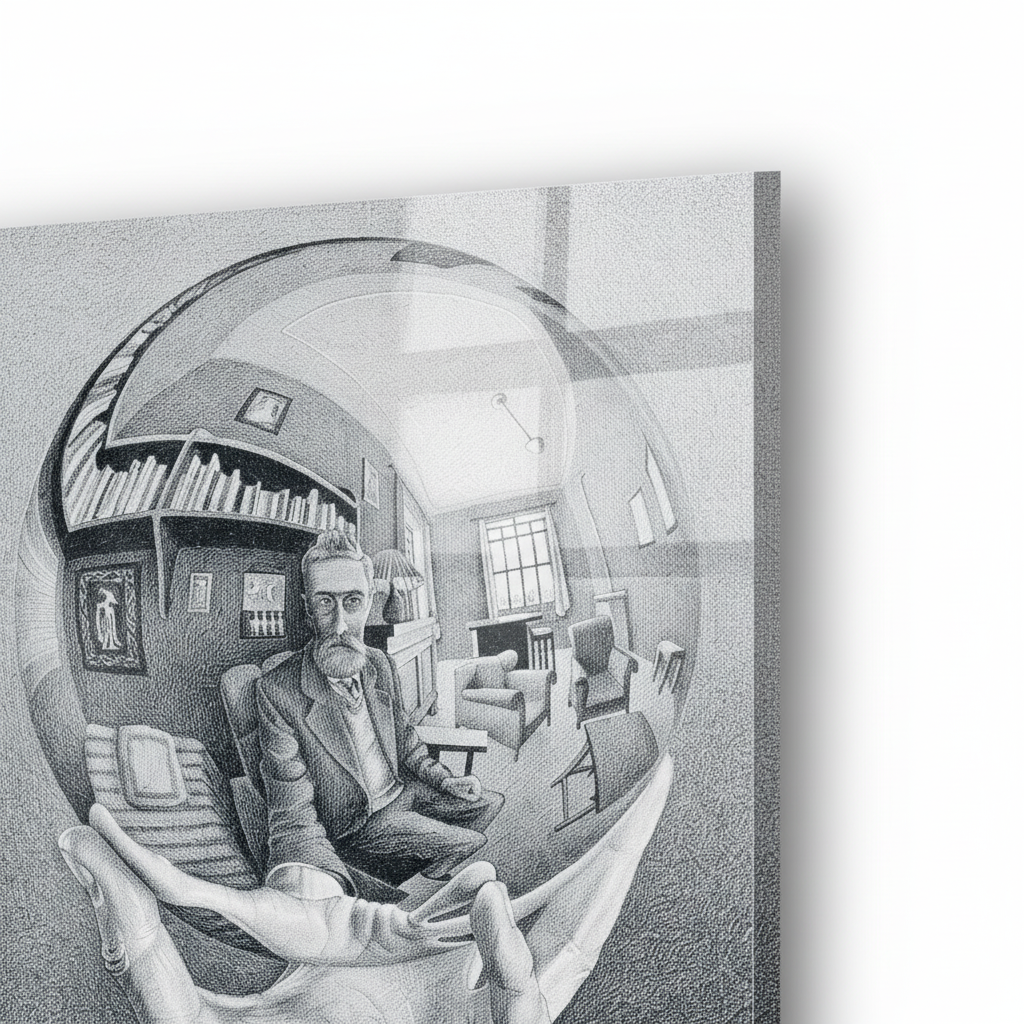 Homage to Escher - Hand With Globe - cm 50x70 - Pannello Acrilico