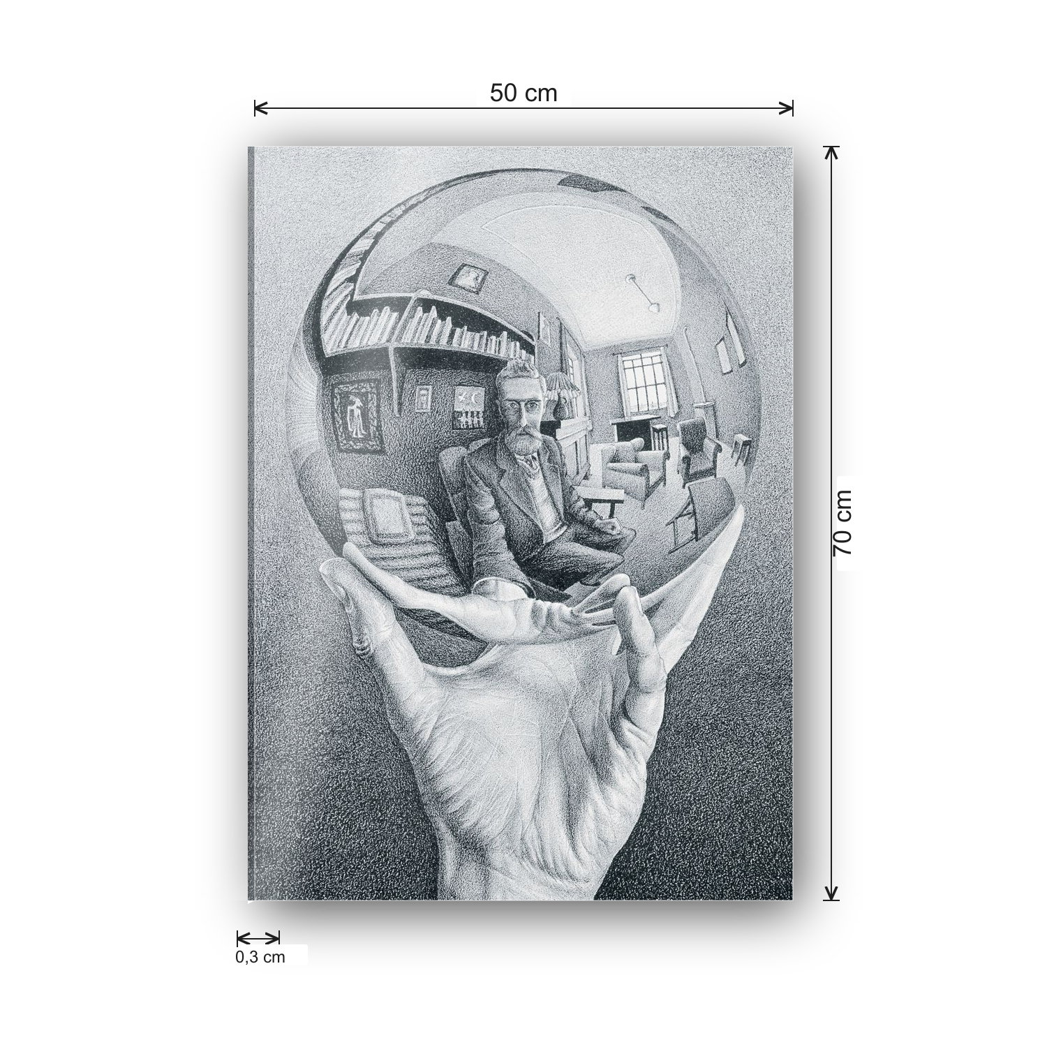 Homage to Escher - Hand With Globe cm 50x70 - misure