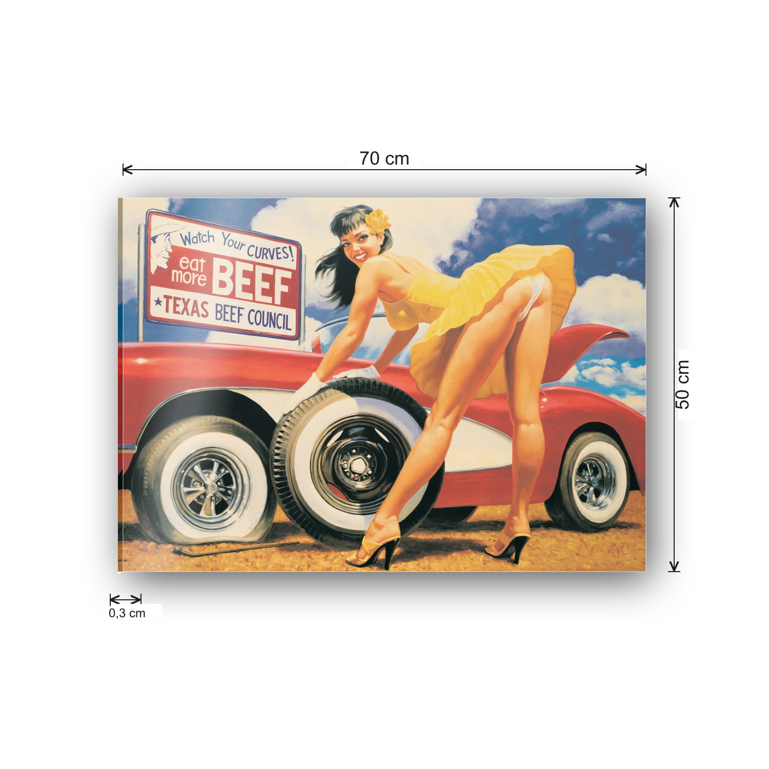 Pin up yellow rose cm 70x50 - misure