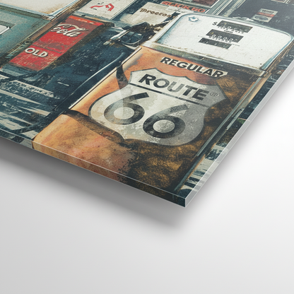 Route 66 Gas Station - cm 50x70 - Pannello Acrilico