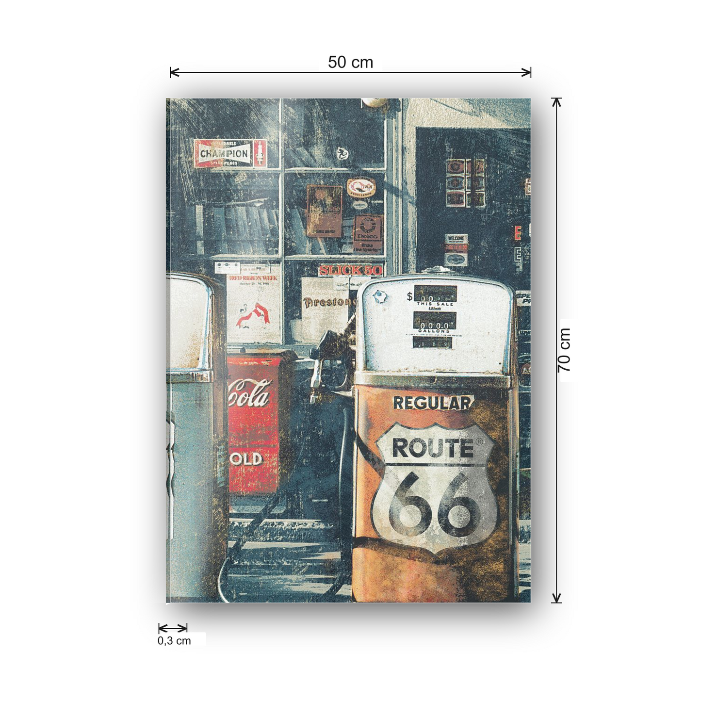 Route 66 Gas Station cm 50x70 - misure