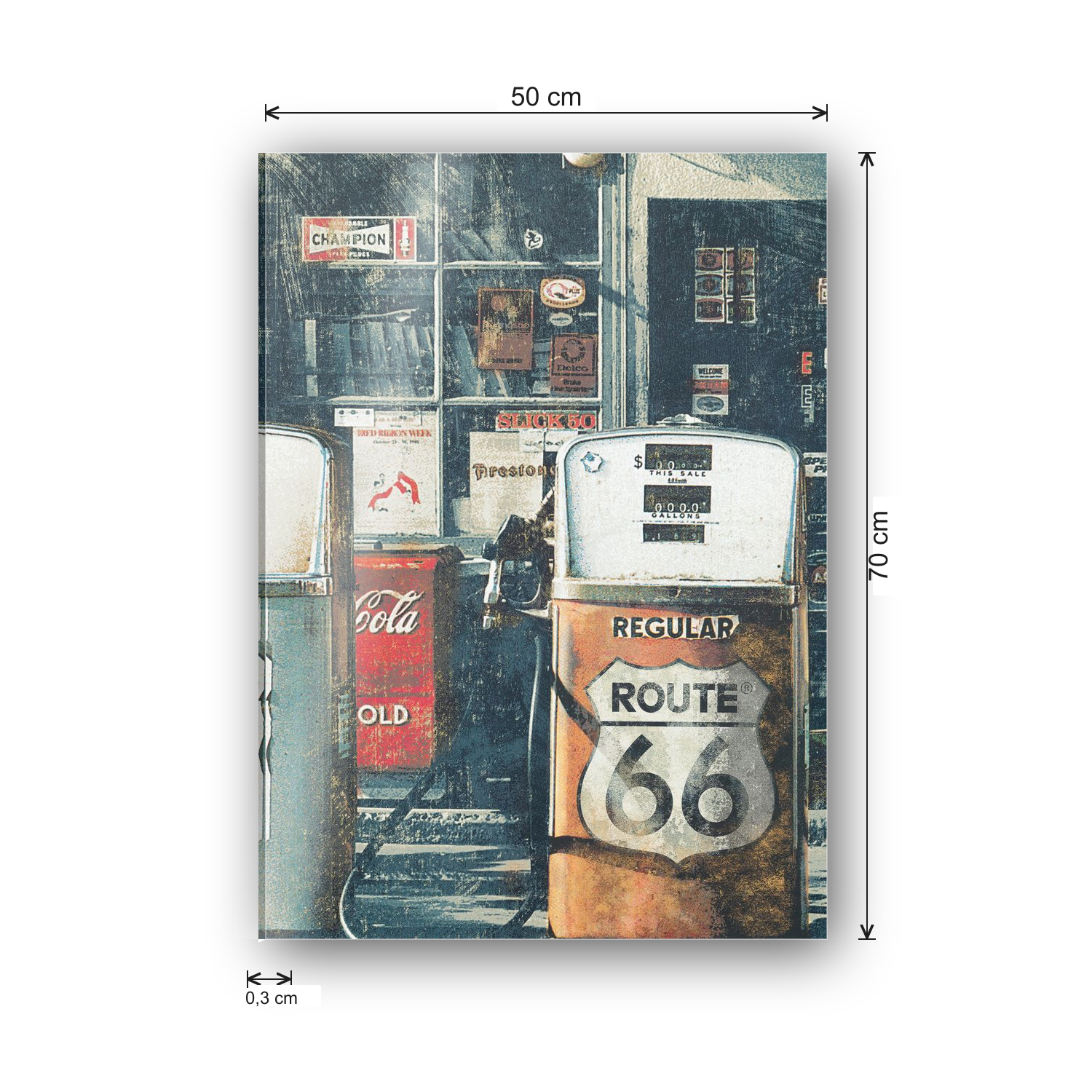 Route 66 Gas Station cm 50x70 - misure