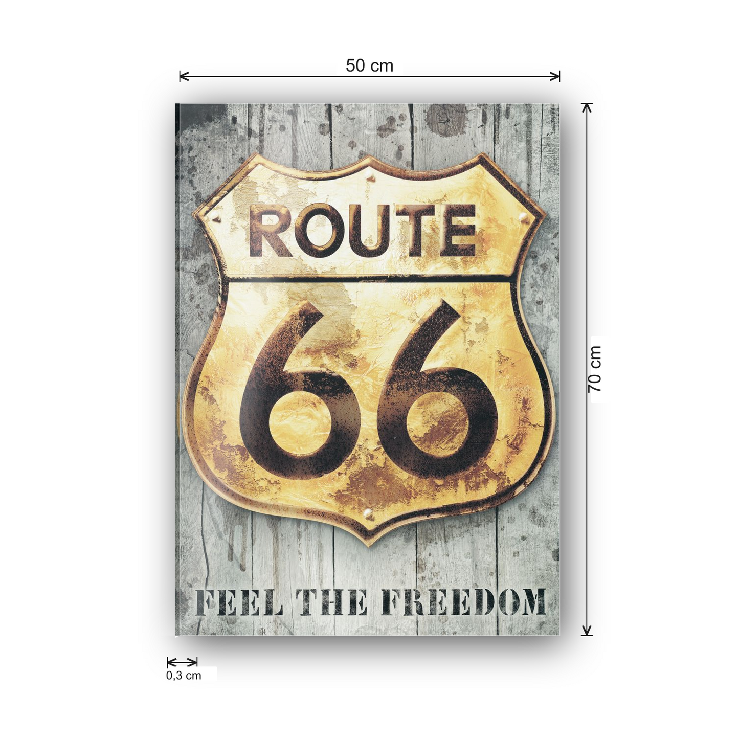 Route 66 Golden Sign cm 50x70 - misure