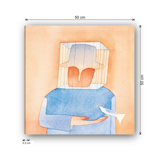 Homage to Folon - Oui La Libertè cm 50x50 - misure