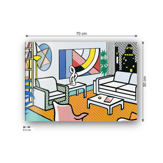 Homage to Lichtenstein - Interior With Skyline Collage For Painting cm 70x50 - misure
