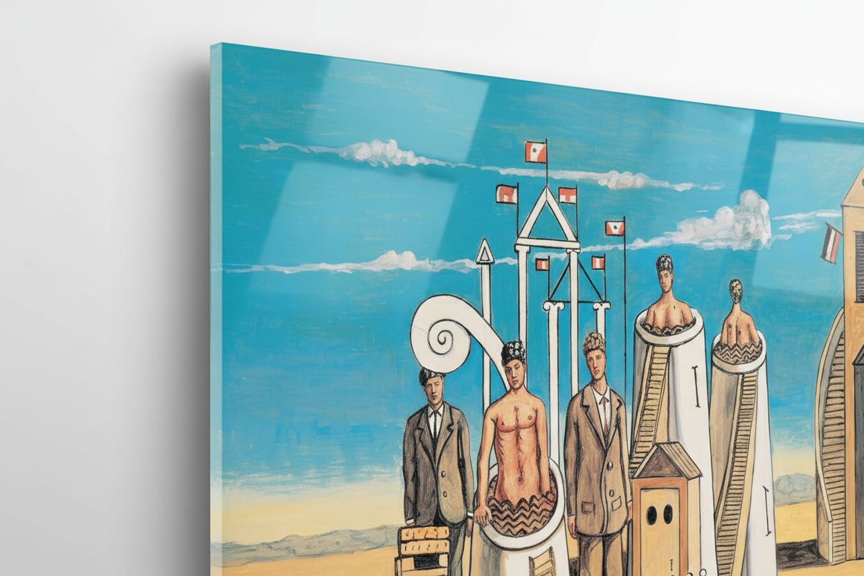 Homage to De Chirico - Mysterious Baths - cm 70x50 - Pannello Acrilico