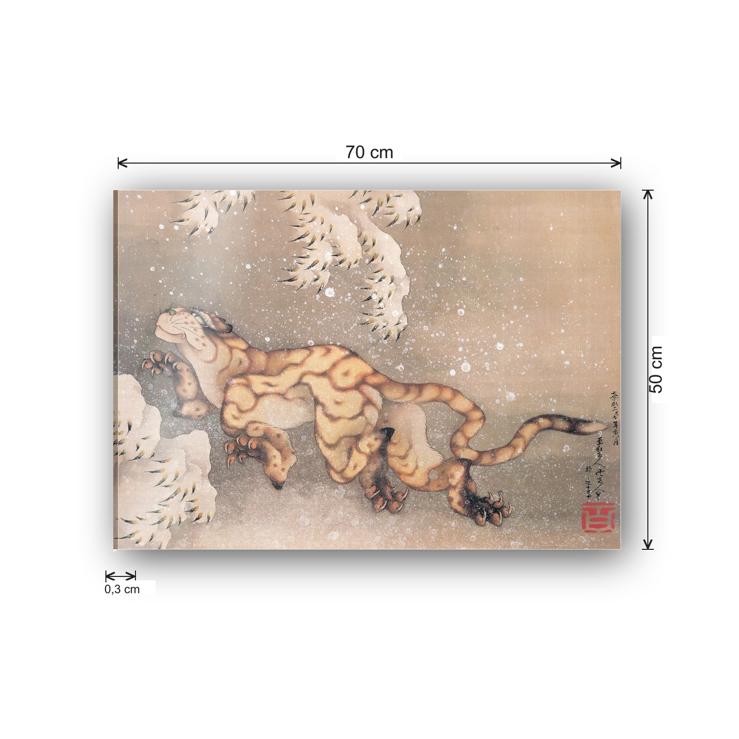 Homage to Hokusai - Older Tiger In The Snow cm 70x50 - misure