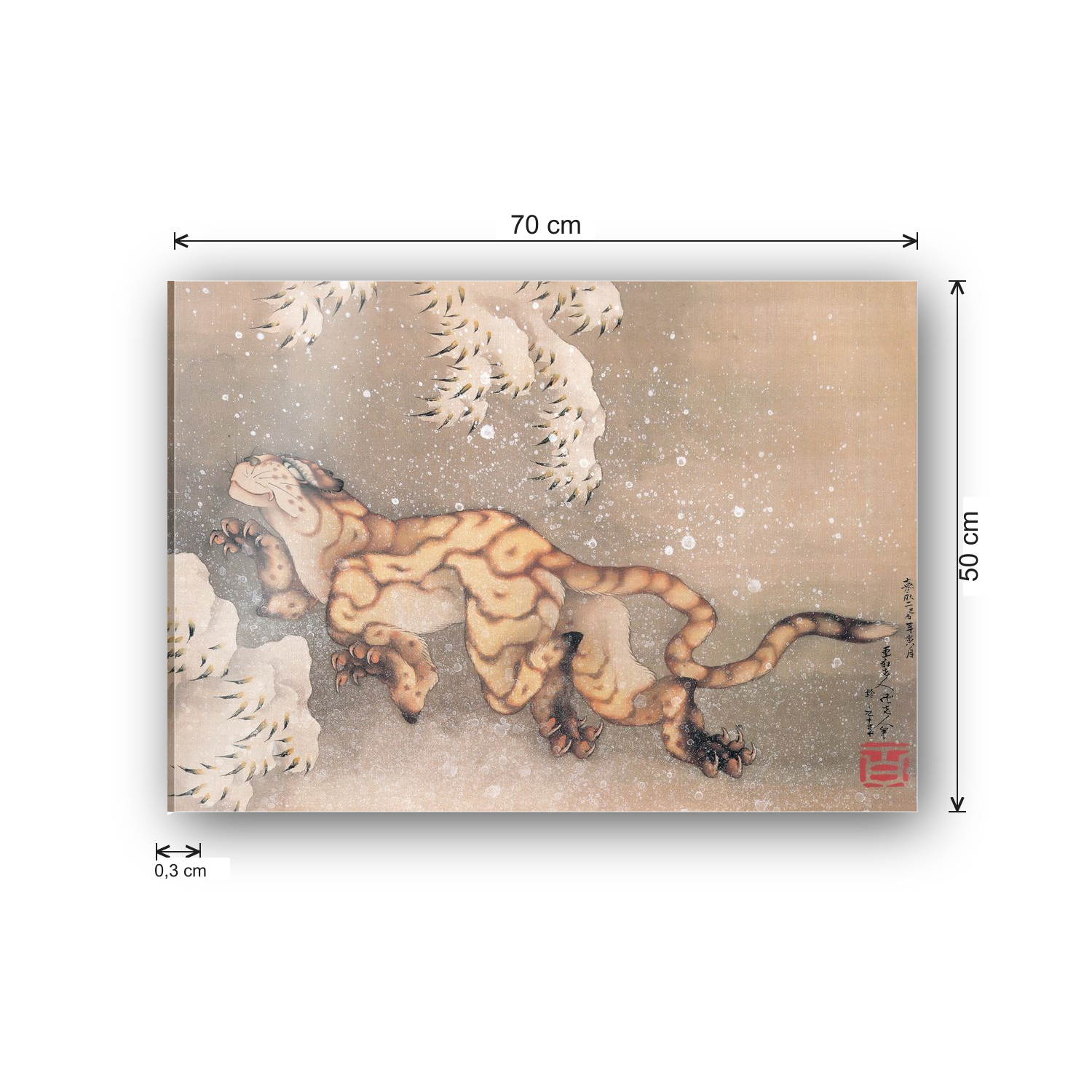 Homage to Hokusai - Older Tiger In The Snow cm 70x50 - misure