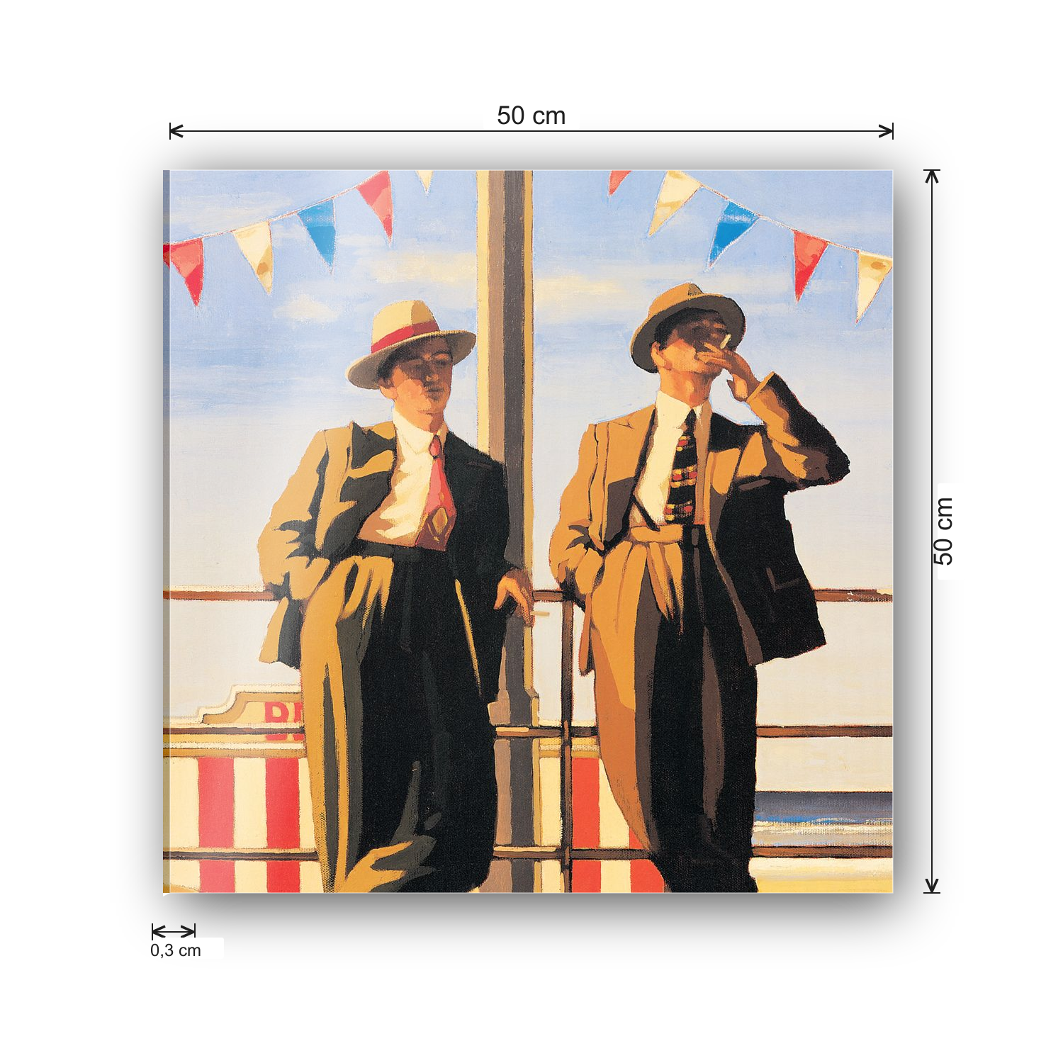 Homage to Vettriano - Seaside Sharks cm 50x50 - misure