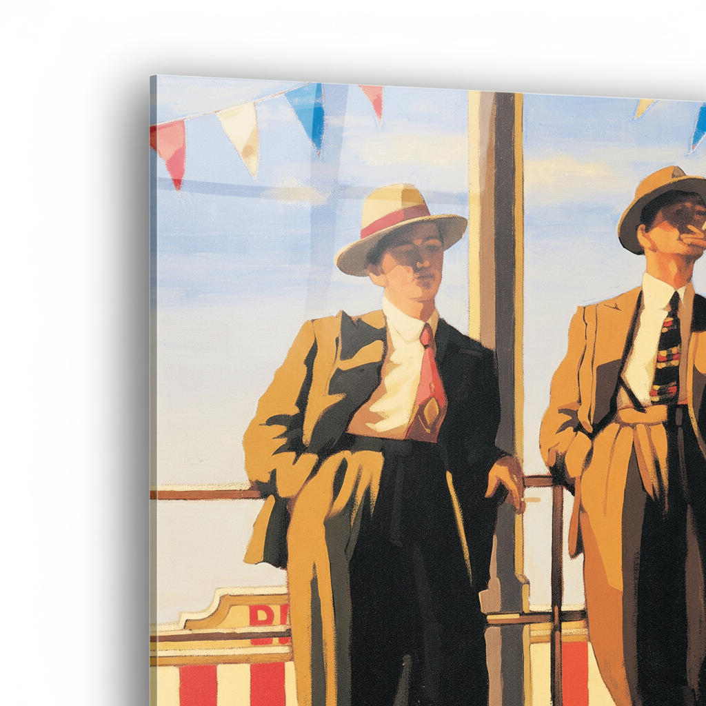 Homage to Vettriano - Seaside Sharks - cm 50x50 - Pannello Acrilico