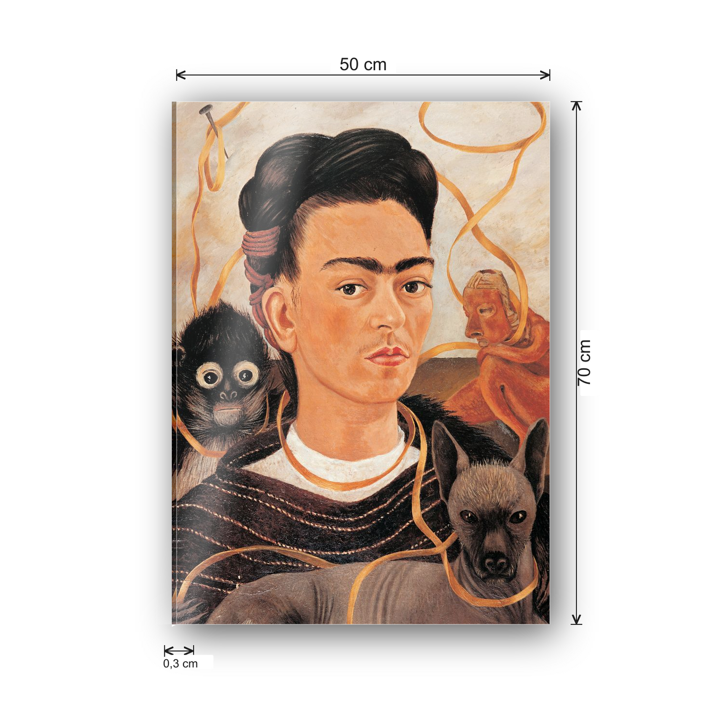 Homage to Frida - Self-Portrait with Monkey cm 50x70 - misure