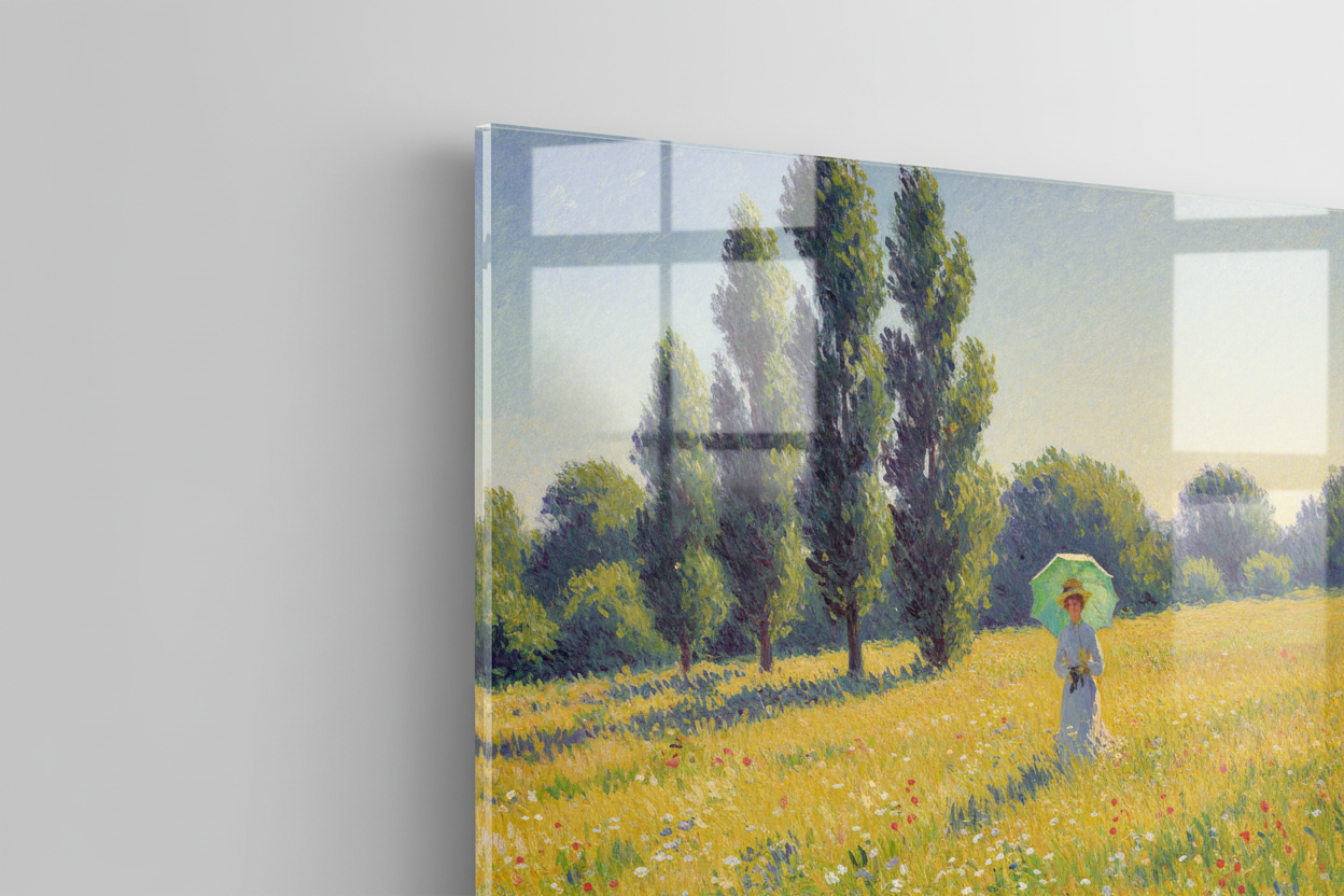 Homage to Monet - Fields in Spring - cm 70x50 - Pannello Acrilico