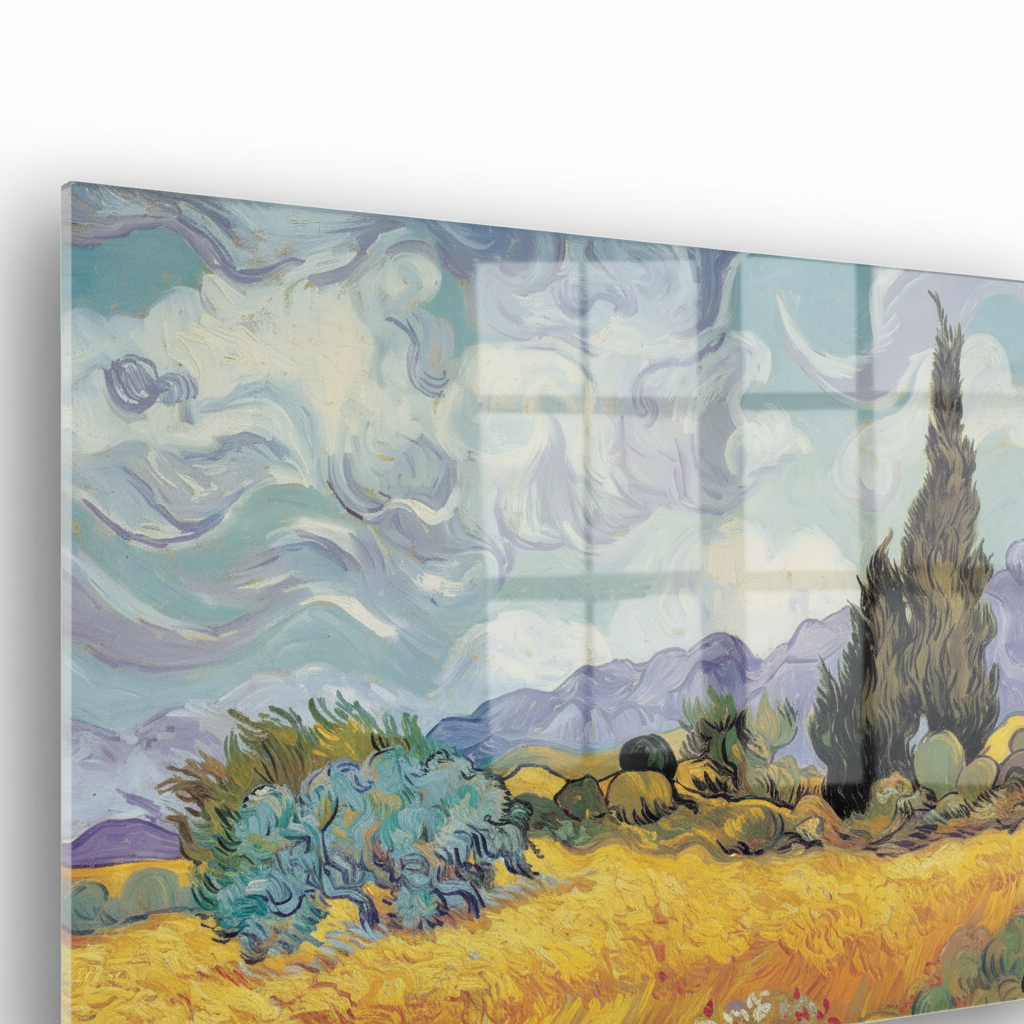 Homage to Van Gogh - Cypress Trees - cm 70x50 - Pannello Acrilico