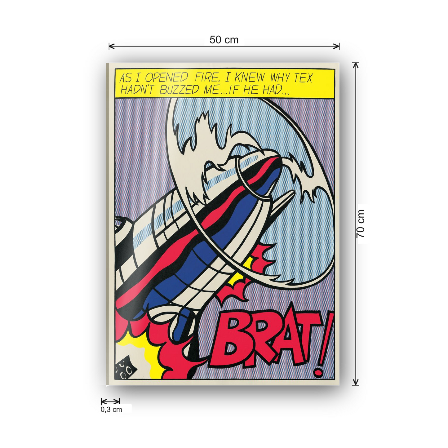 Homage to Lichtenstein - As I Opened Fire Panel 1 cm 50x70 - misure