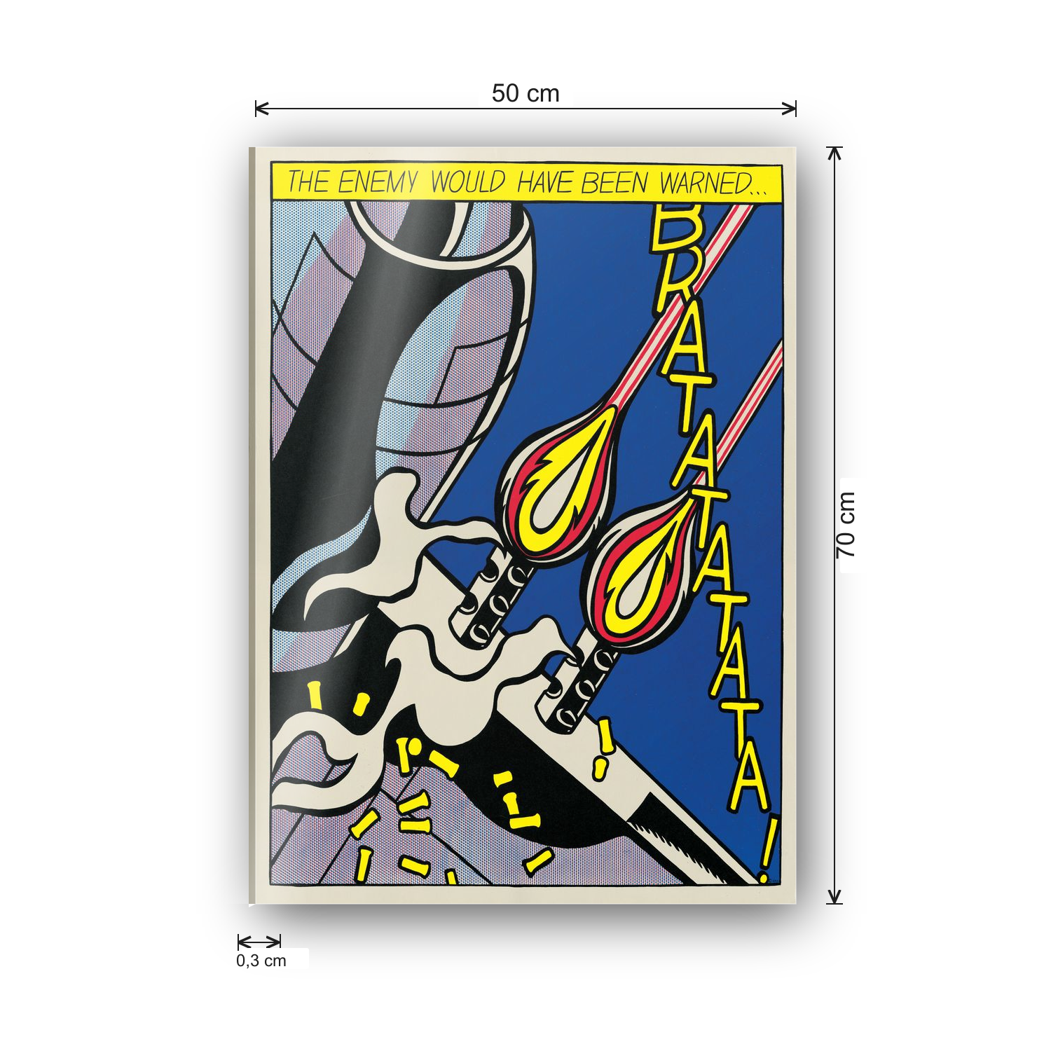 Homage to Lichtenstein - As I Opened Fire Panel 2 cm 50x70 - misure