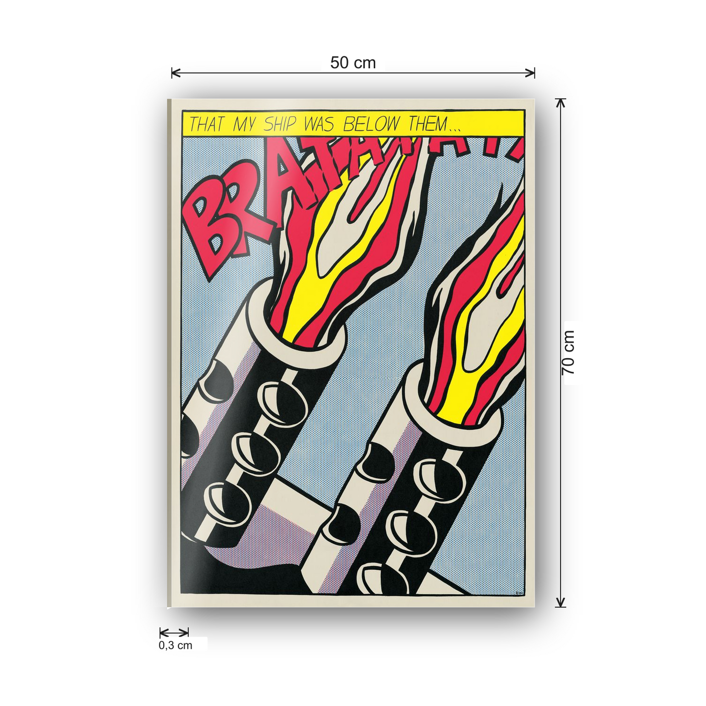 Homage to Lichtenstein - As I Opened Fire Panel 3 cm 50x70 - misure