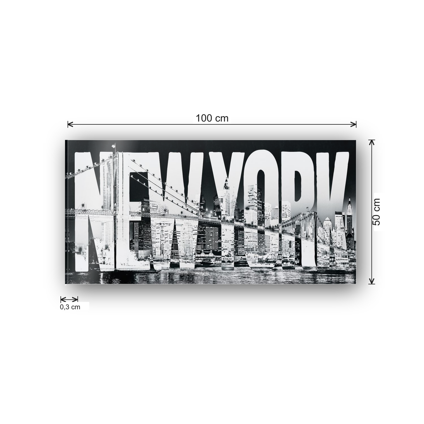 New York typeface cm 100x50 - misure