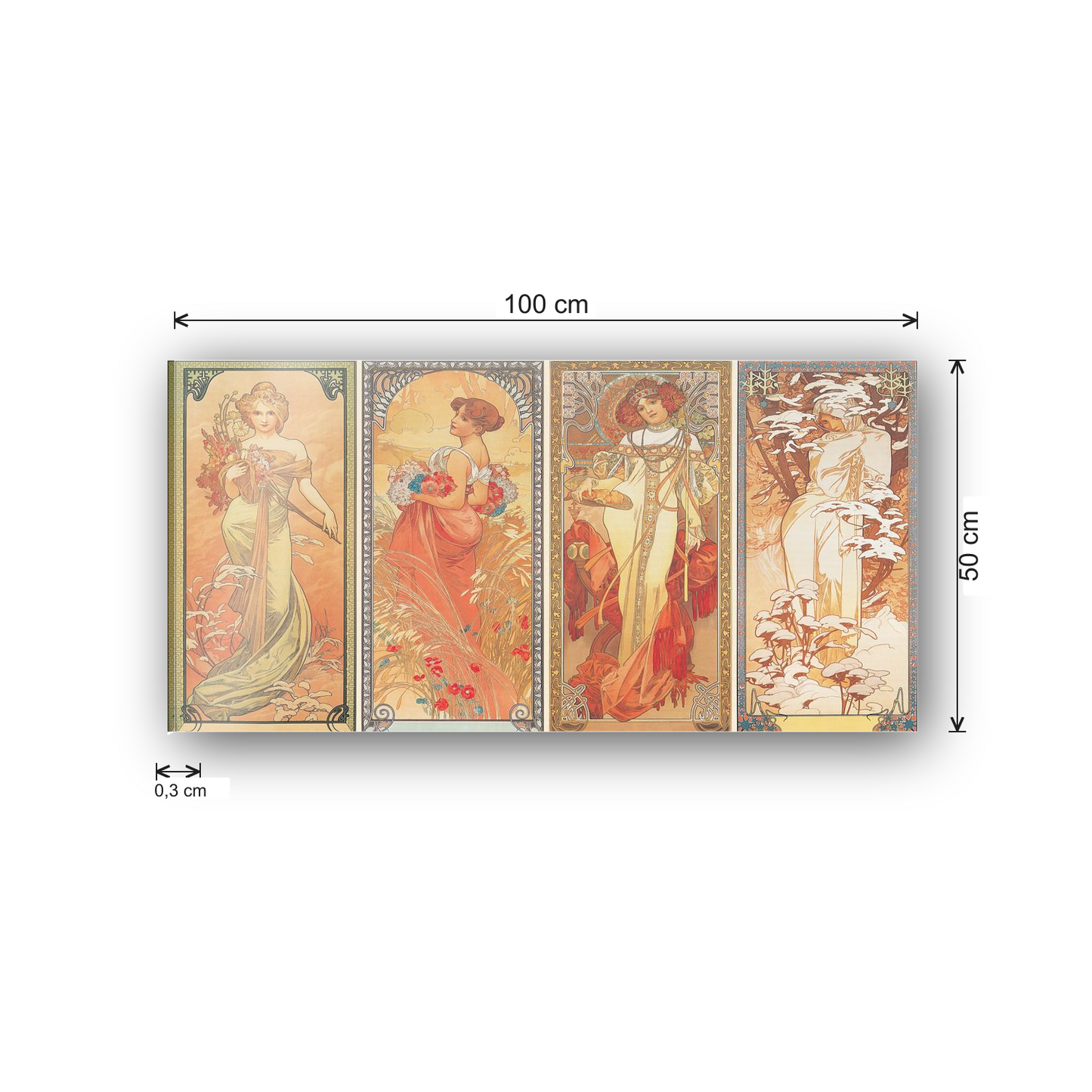 Homage to Mucha - Les saisons 1900 cm 100x50 - misure