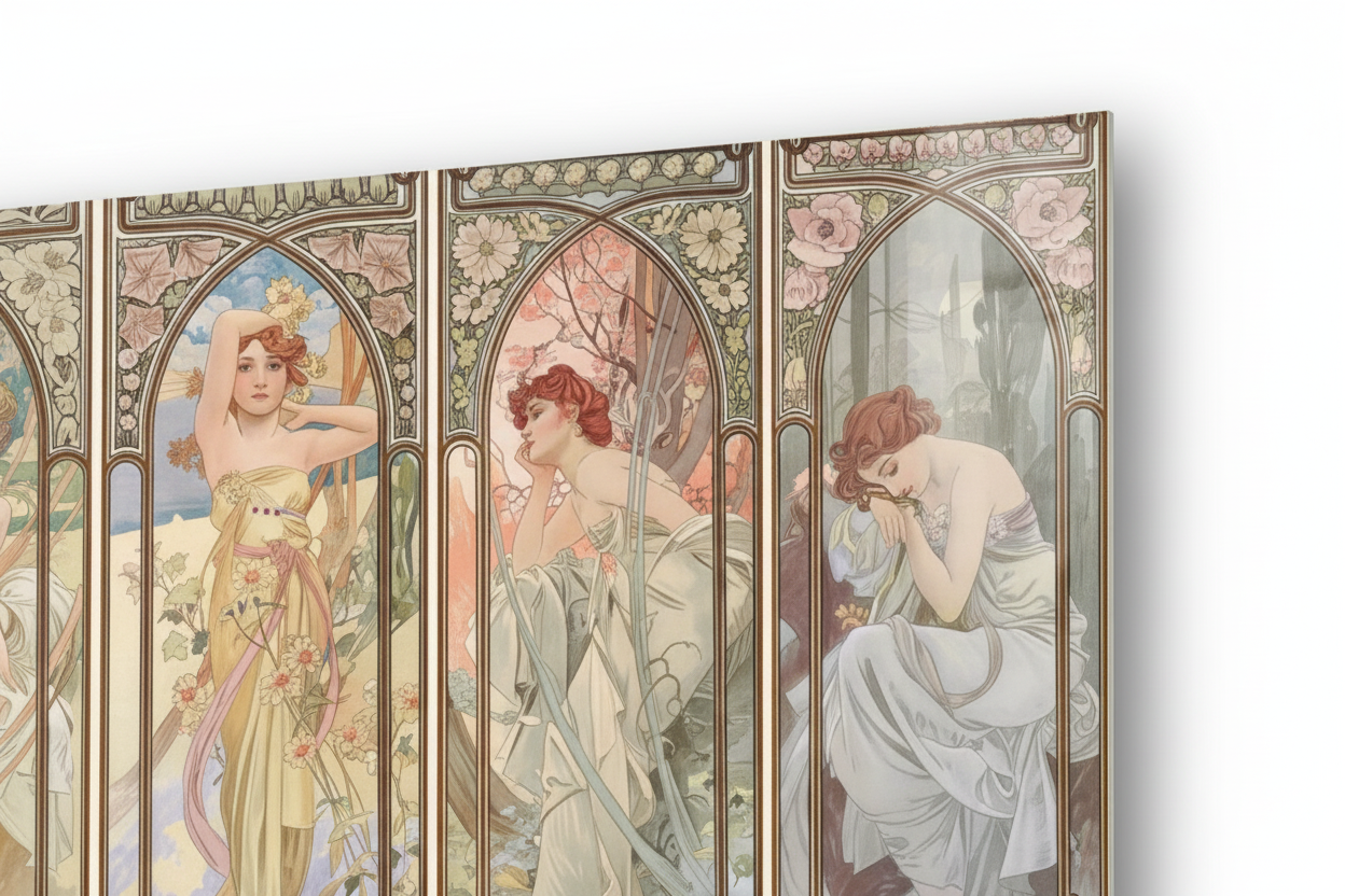 Homage to Mucha - Time of the day - cm 70x50 - Pannello Acrilico