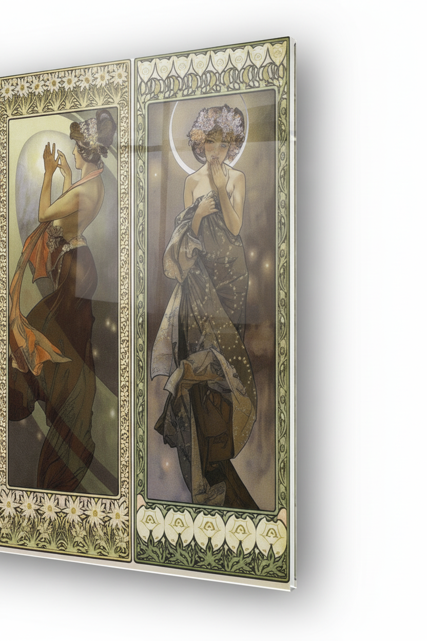 Homage to Mucha - The moon and stars - cm 70x50 - Pannello Acrilico