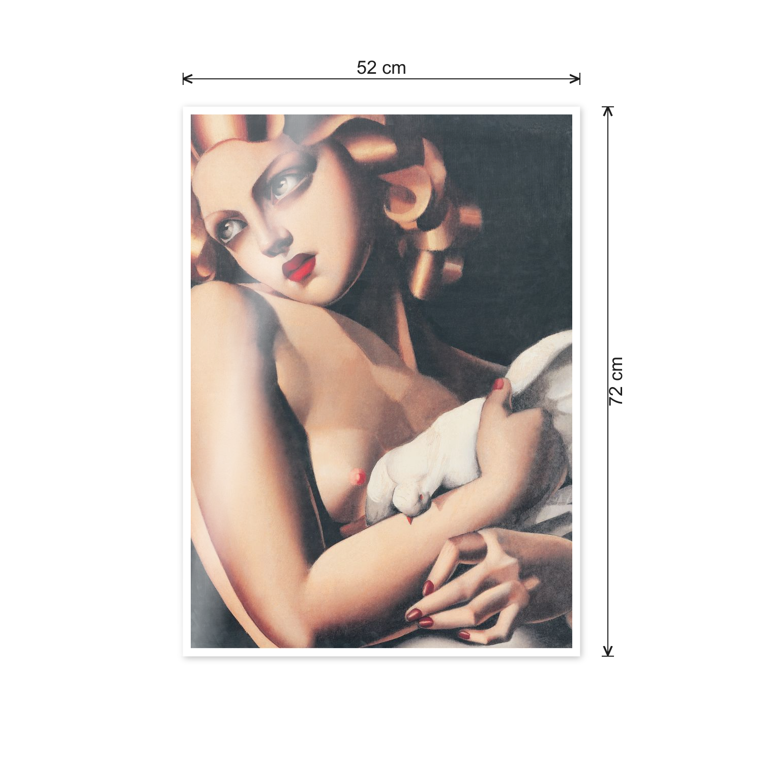 Homage to De Lempicka - Woman with Dove cm 50x70 - misure