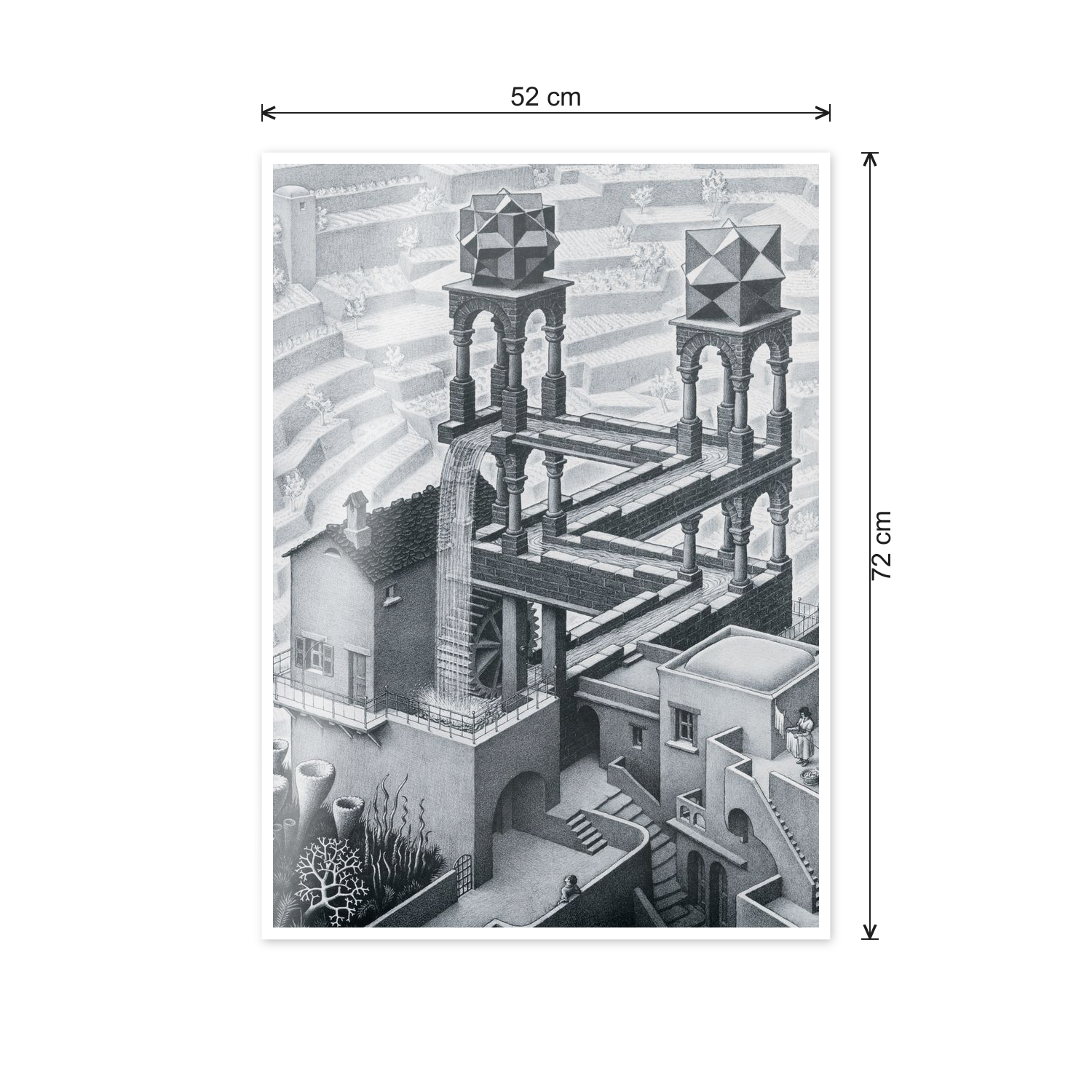 Homage to Escher - Waterfall,1961 cm 50x70 - misure