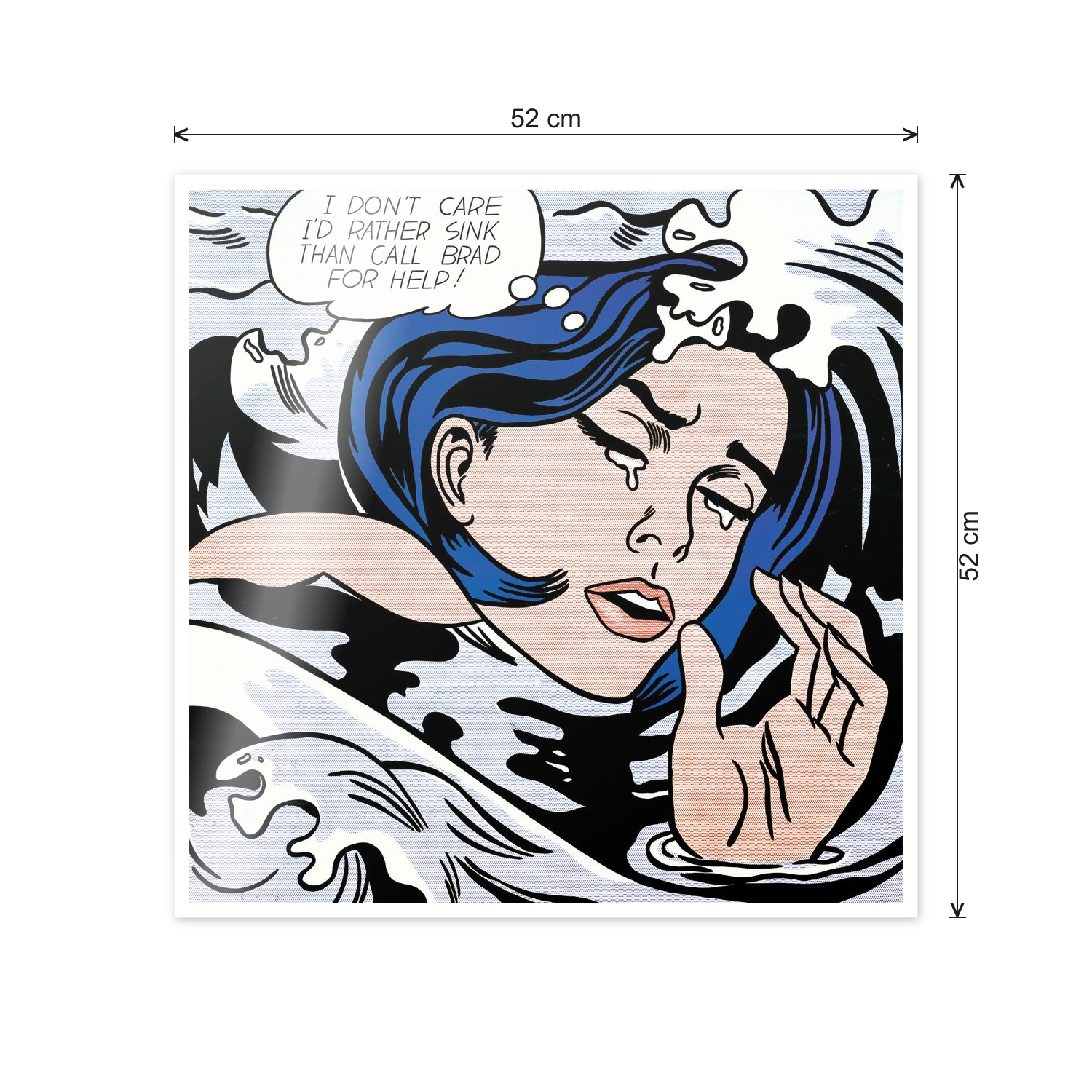 Homage to Lichtenstein - Drowning Girl cm 50x50 - misure