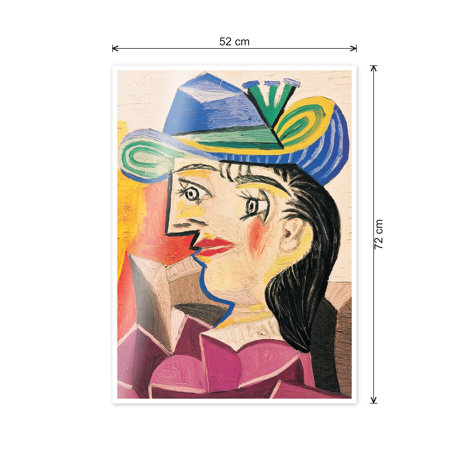 Homage to Picasso - Woman With A Blue Hat cm 50x70 - misure