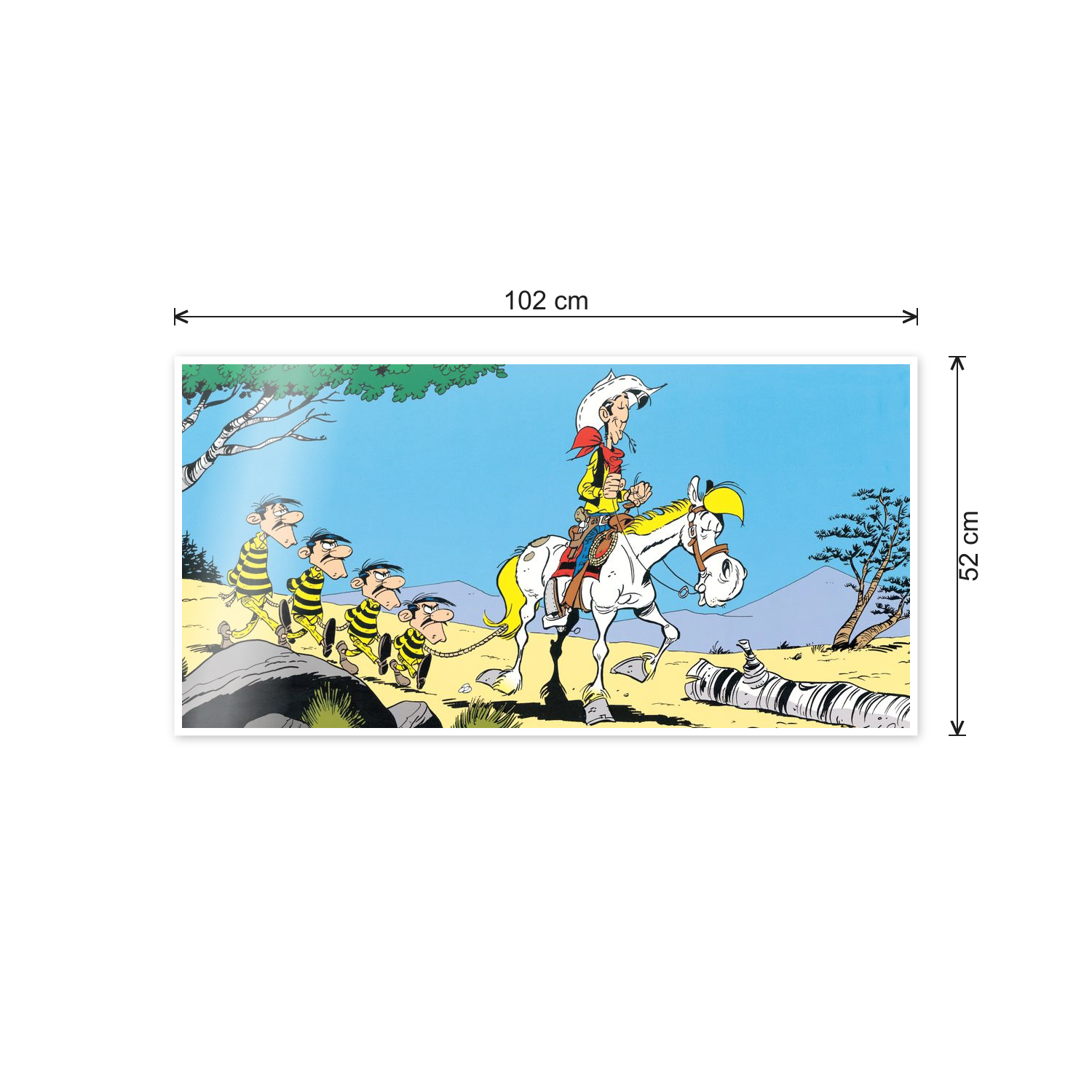 Homage to Lucky Luke e Les Daltons cm 100x50 - misure