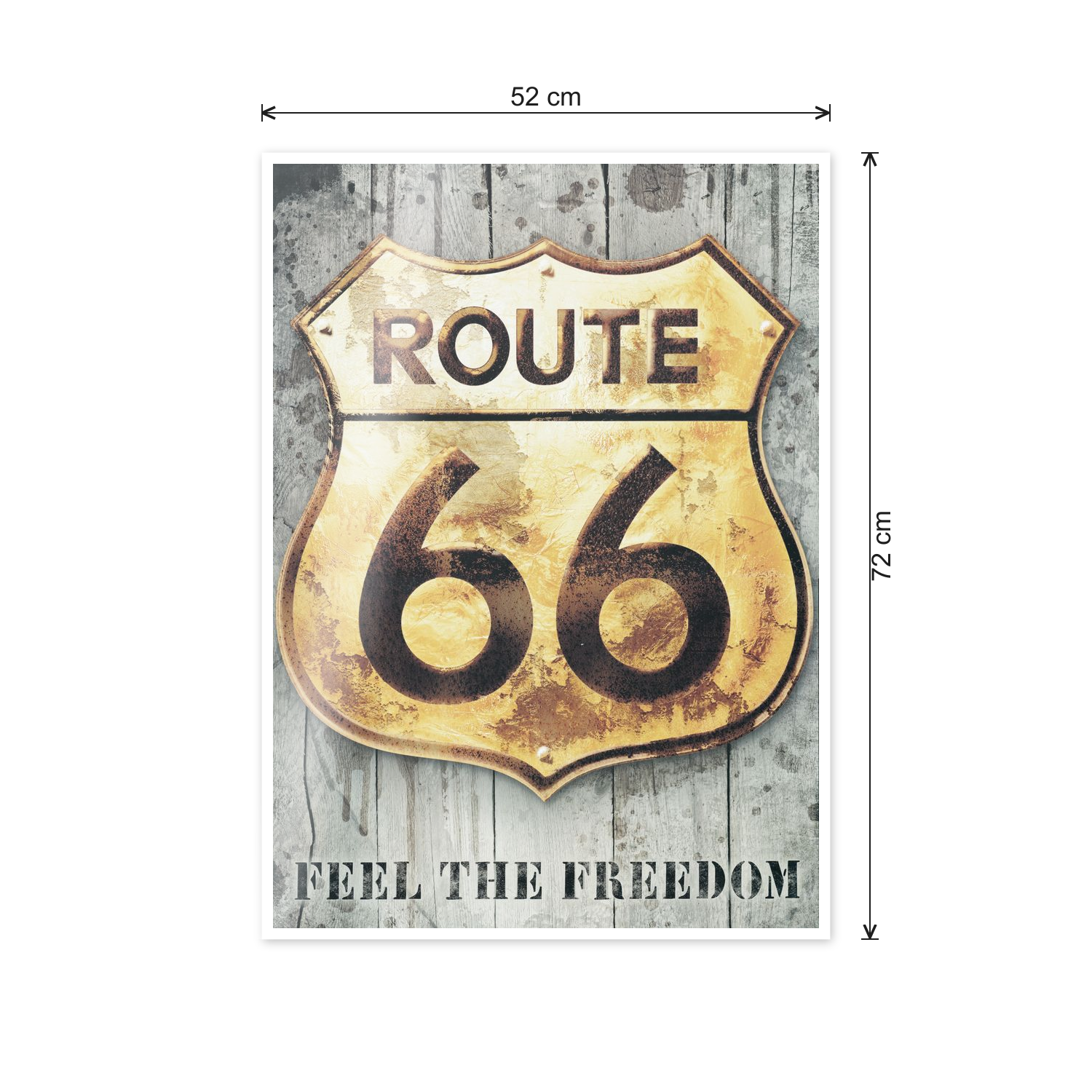 Route 66 Golden Sign cm 50x70 - misure