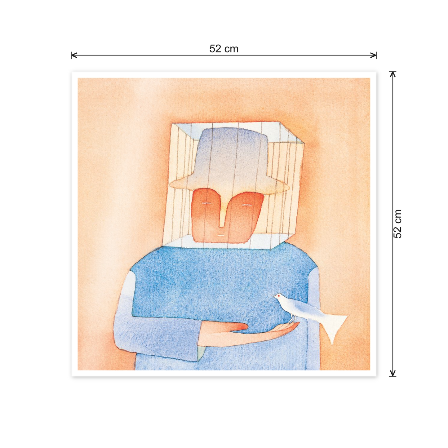 Homage to Folon - Oui La Libertè cm 50x50 - misure