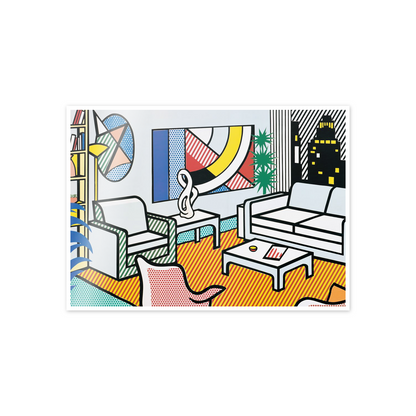 Homage to Lichtenstein - Interior With Skyline Collage For Painting cm 70x50