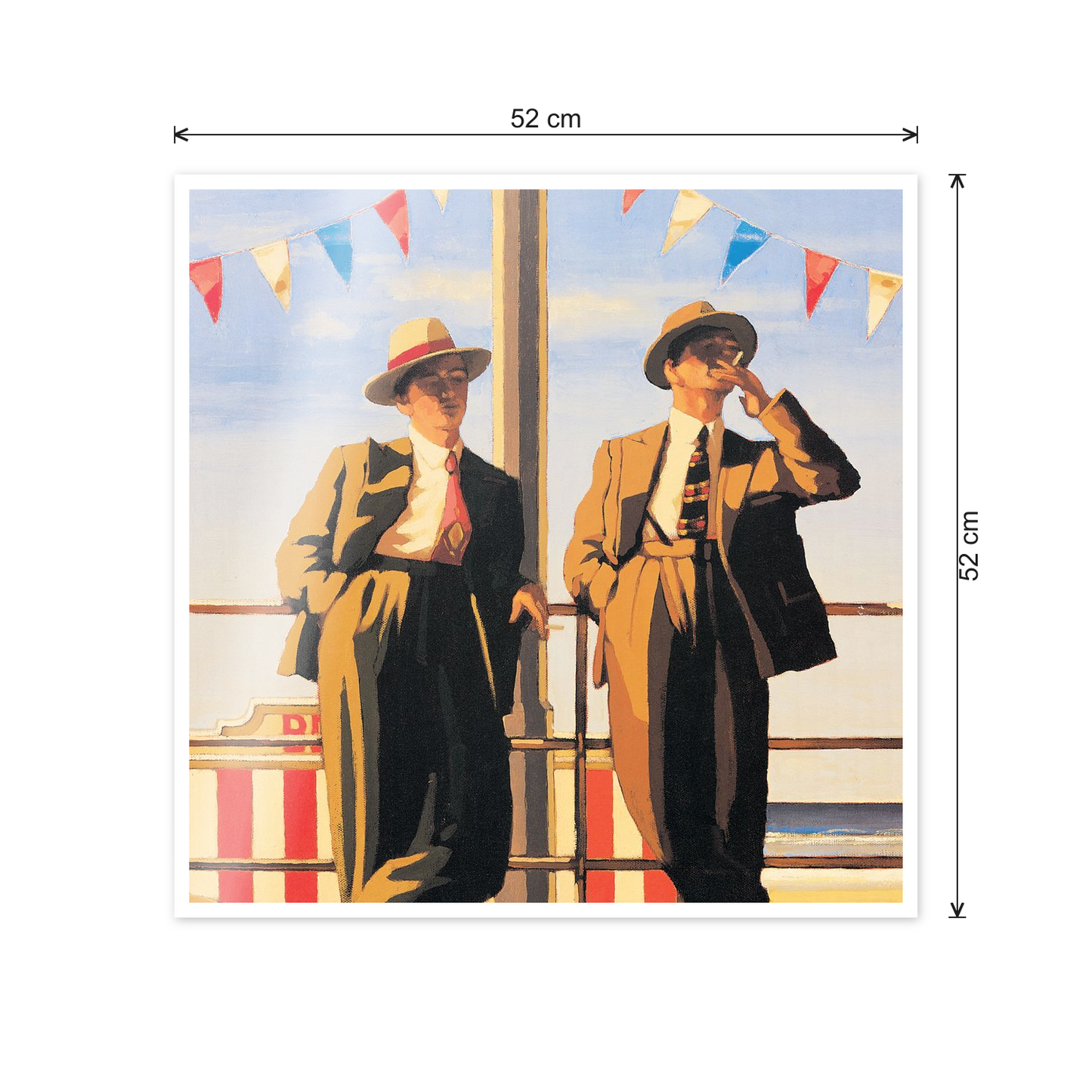 Homage to Vettriano - Seaside Sharks cm 50x50 - misure