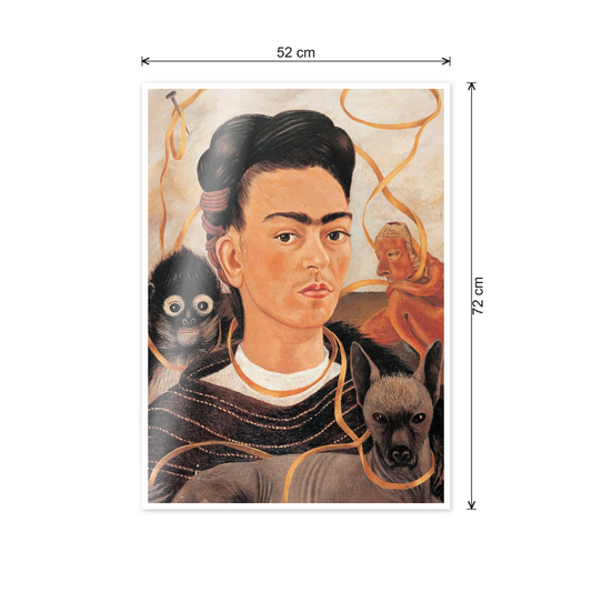 Homage to Frida - Self-Portrait with Monkey cm 50x70 - misure