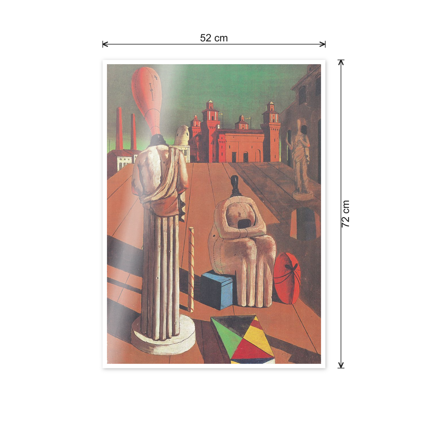 Homage to De Chirico - The Unsettling Muses cm 50x70 - misure